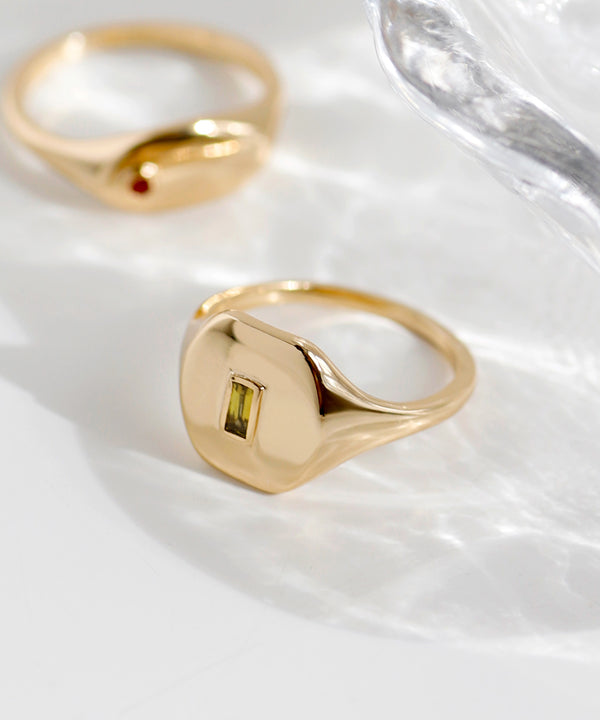 Peridot Signet Ring