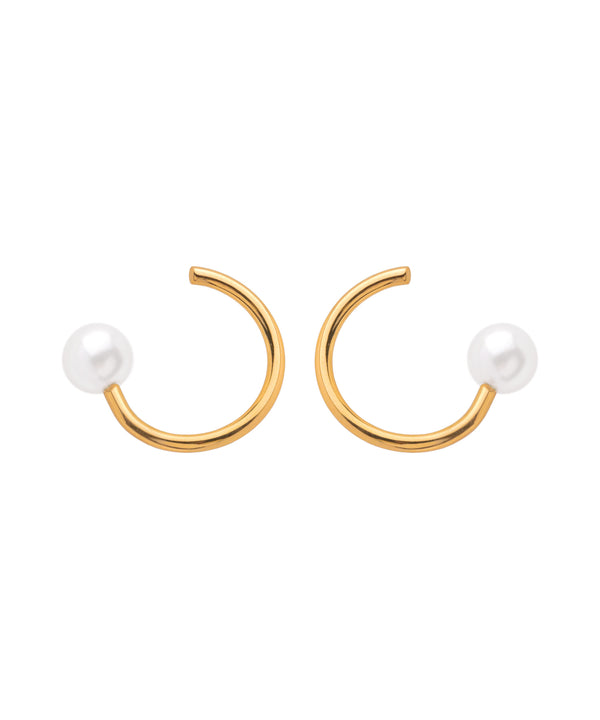 【ステンレス】パール×メタルラインピアス