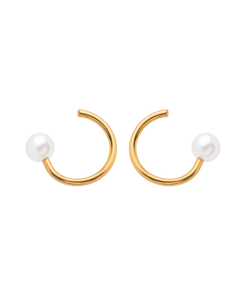 【ステンレス】パール×メタルラインピアス