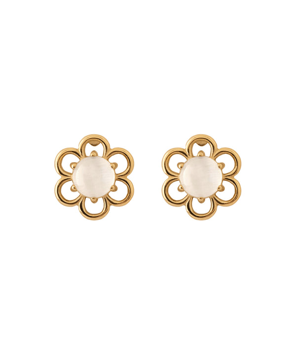 【ステンレス】ストーン×メタルフラワーピアス