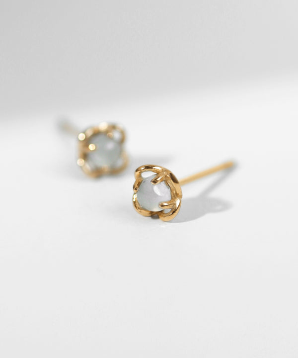 【ステンレス】ストーン×メタルフラワーピアス