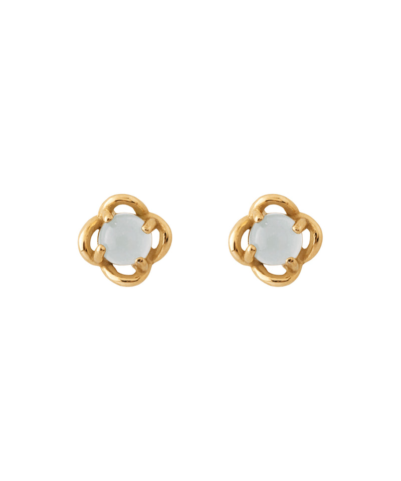 【ステンレス】ストーン×メタルフラワーピアス