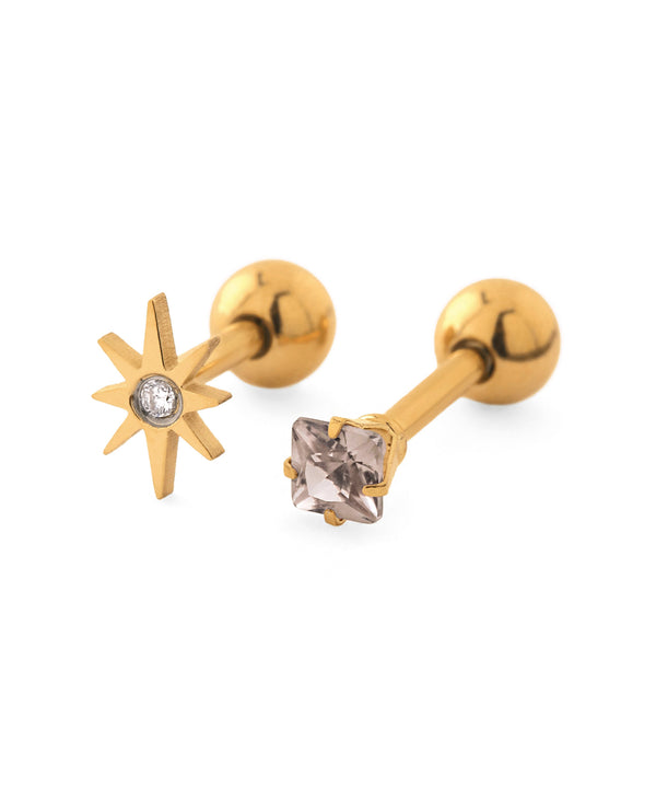 スター×ビジューナンコツピアス[ステンレス][Sheerchic]