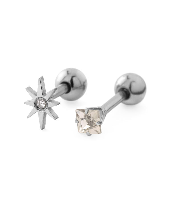 スター×ビジューナンコツピアス[ステンレス][Sheerchic]