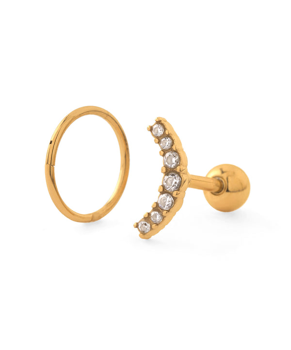 ビジュー×フープナンコツピアス[ステンレス][Sheerchic]