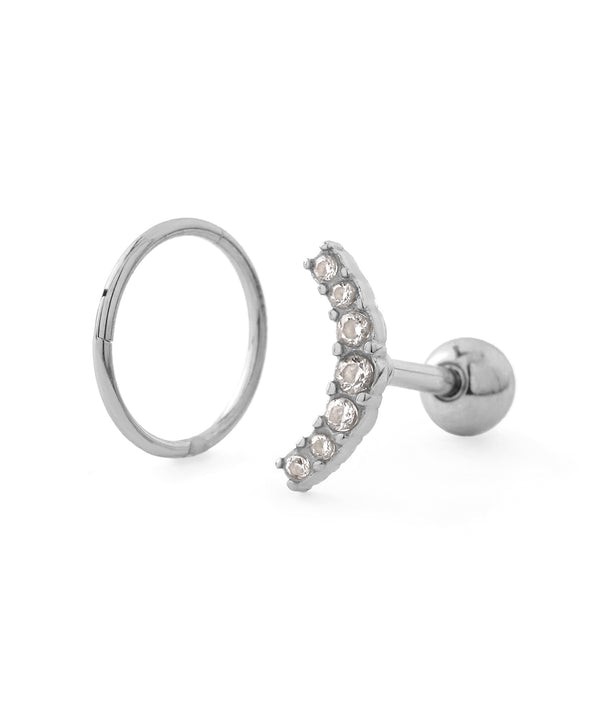 ビジュー×フープナンコツピアス[ステンレス][Sheerchic]