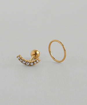 ビジュー×フープナンコツピアス[ステンレス][Sheerchic]