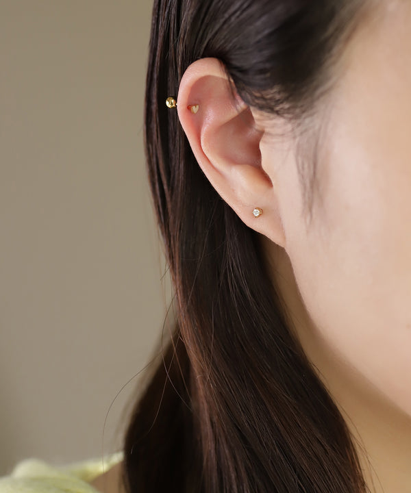 ハート×ビジューナンコツピアス[ステンレス][Sheerchic]