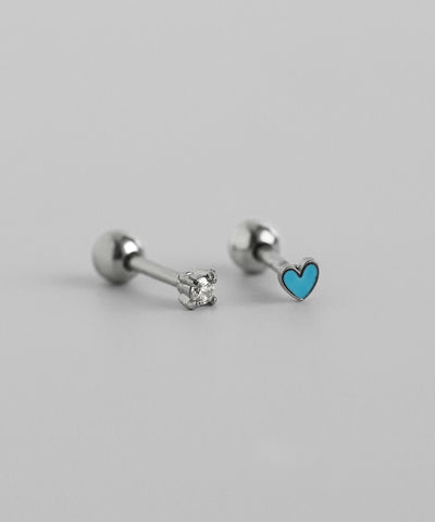 ハート×ビジューナンコツピアス[ステンレス][Sheerchic]