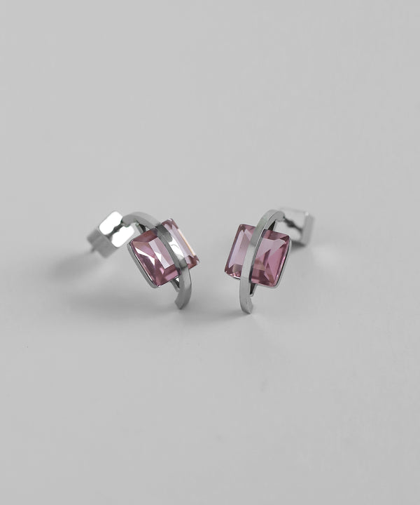 ビジュー×メタルラインピアス[ステンレス][Sheerchic]