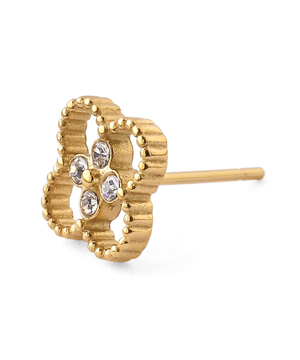 【ステンレス】ビジュー×フラワーピアス