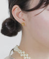 【ステンレス】ビジュー×フラワーピアス