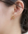 【ステンレス】ビジュー×フラワーピアス