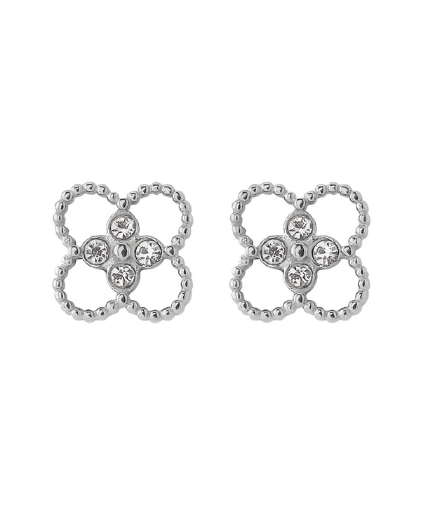 【ステンレス】ビジュー×フラワーピアス