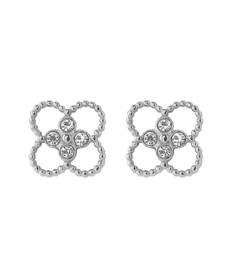 【ステンレス】ビジュー×フラワーピアス