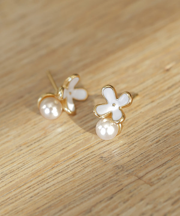 【ステンレス】フラワー×パールピアス