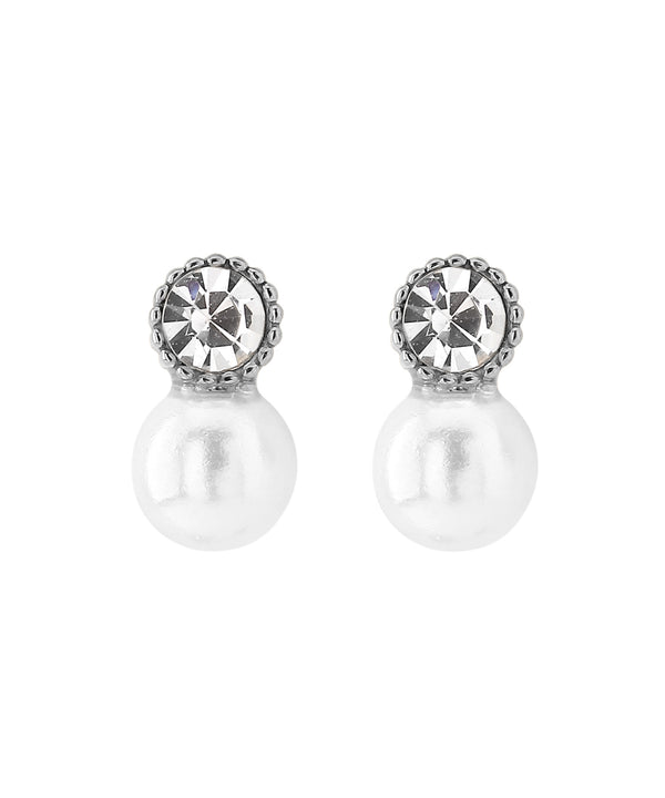 【ステンレス】ビジュー×パールピアス
