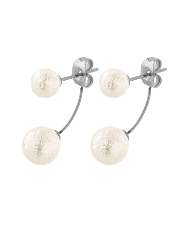 Shiny Pearl Back-Catch Earrings [Stainless Steel] [Sheerchic]