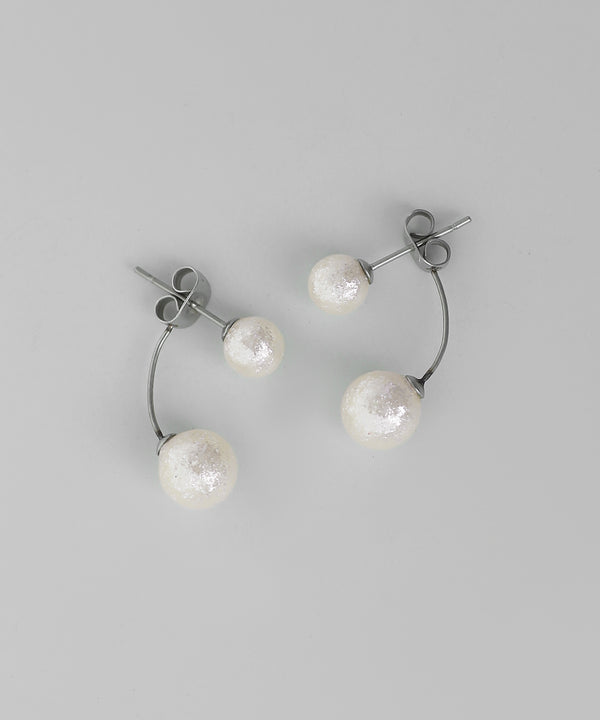 Shiny Pearl Back-Catch Earrings [Stainless Steel] [Sheerchic]
