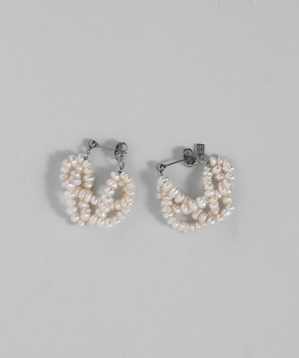 淡水パールフープピアス[ステンレス][Sheerchic]