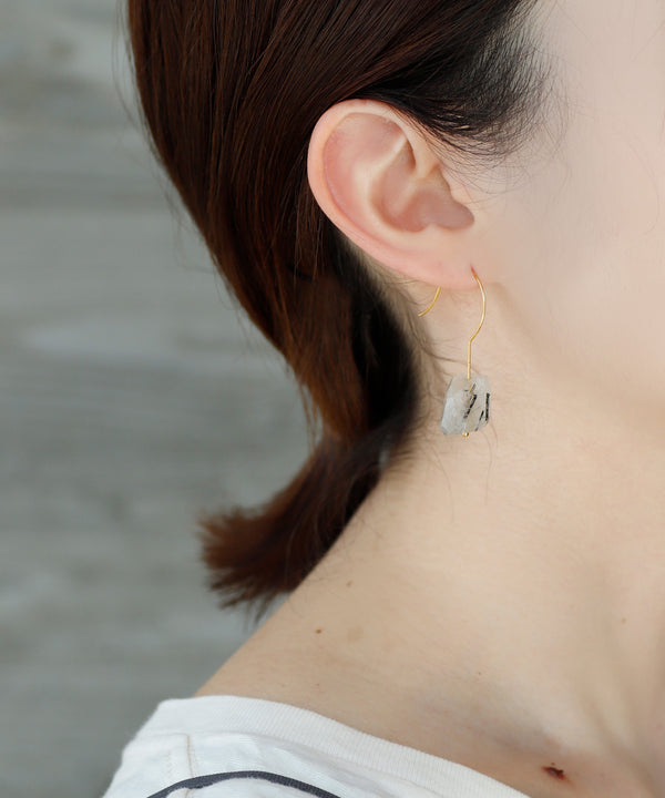 Natural stone hook earrings [Sheerchic]