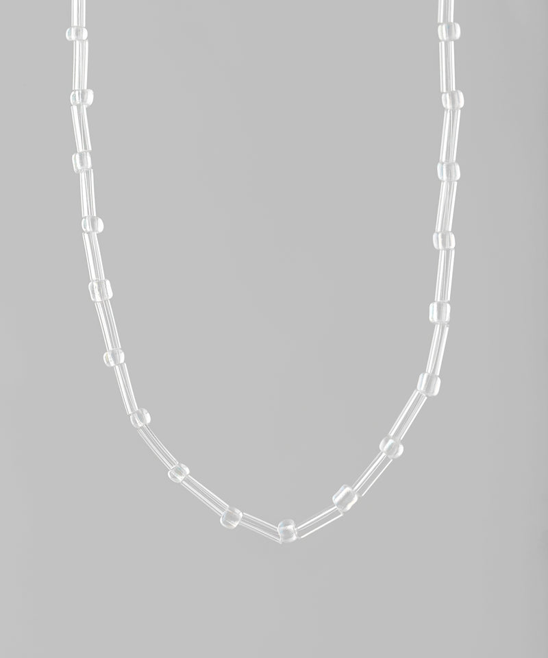 Clear glass bead necklace [A]