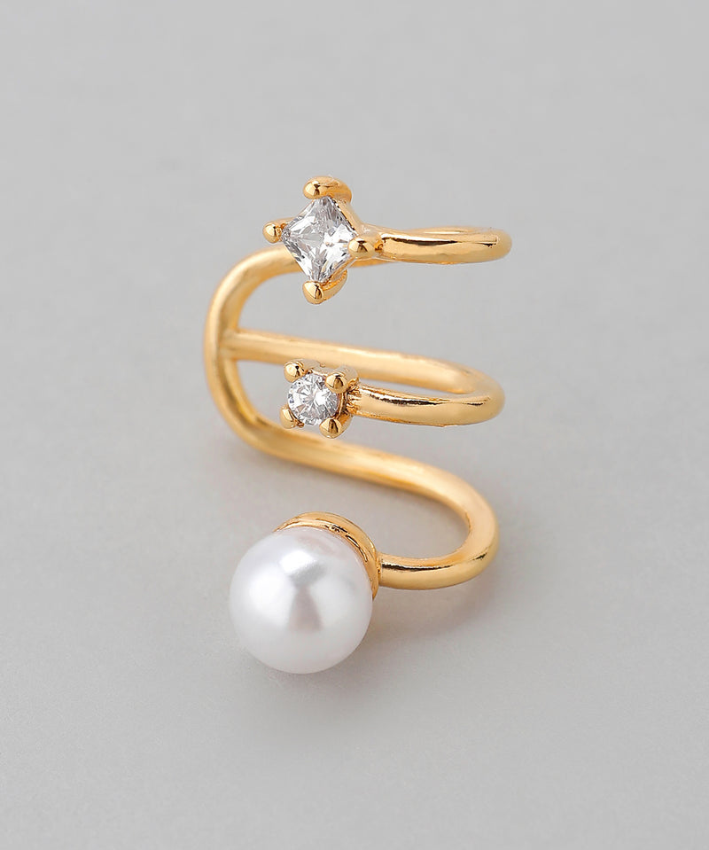 Pearl and bijou triple ear cuff