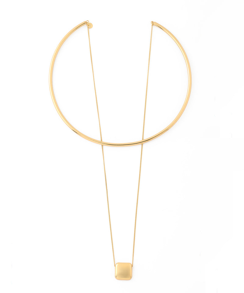 Metal charm double choker