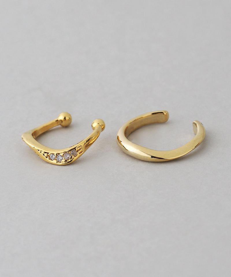 Beaded and Wave Ear Cuffs (Set of 2)