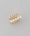 Pearl and bijou double ear cuff