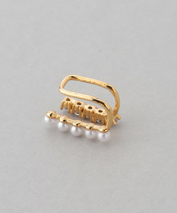 Pearl and bijou double ear cuff