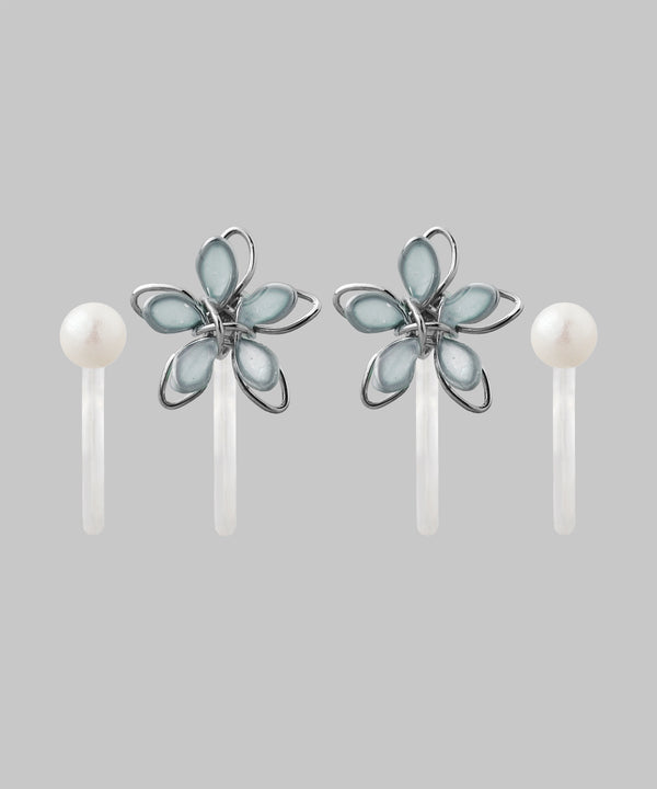 Petite Flower x Petite Pearl Earrings [Set of 2 Pairs]