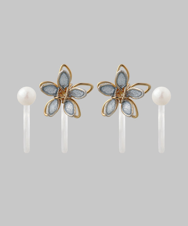 Petite Flower x Petite Pearl Earrings [Set of 2 Pairs]