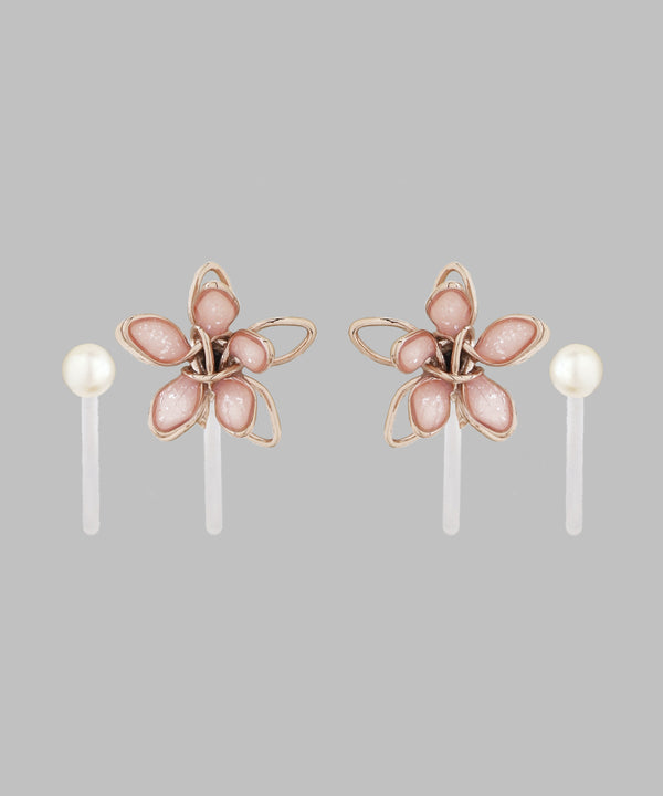 Petite Flower x Petite Pearl Earrings [Set of 2 Pairs]