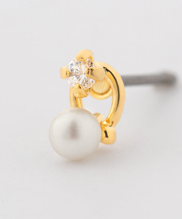 パール×ビジューラインピアス[A]