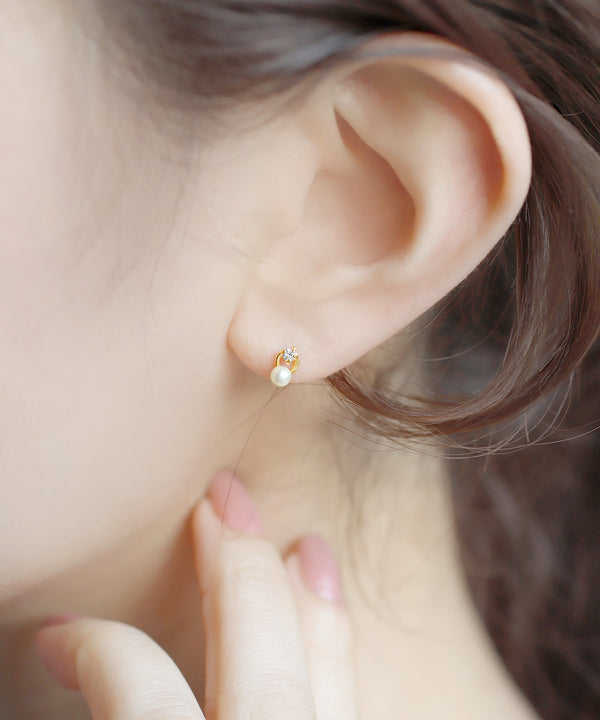 パール×ビジューラインピアス[A]