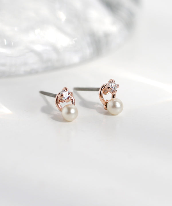 パール×ビジューラインピアス[A]