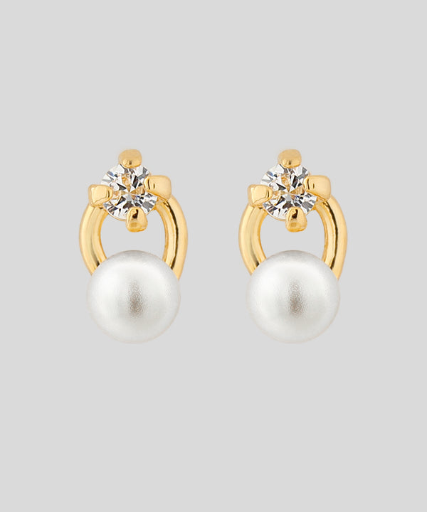 パール×ビジューラインピアス[A]