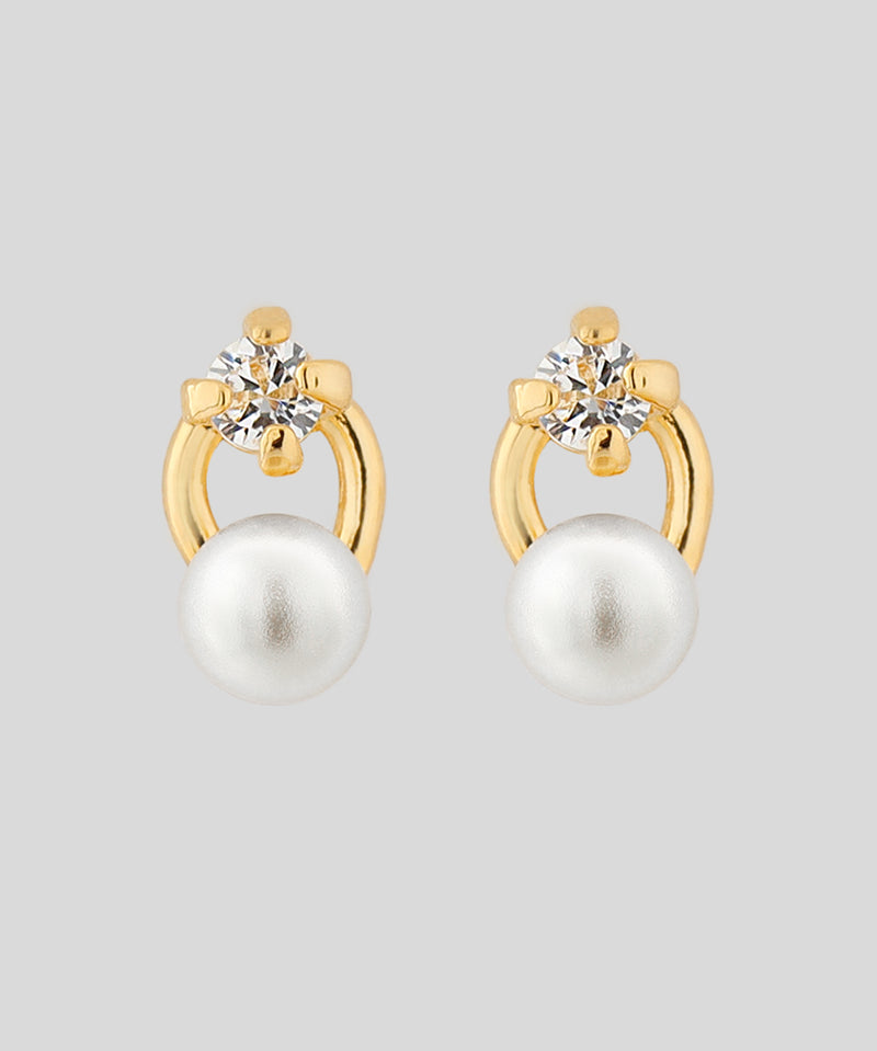 パール×ビジューラインピアス[A]