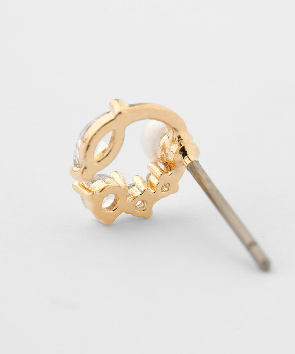 パール×ビジューラインピアス[B]