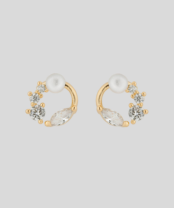 パール×ビジューラインピアス[B]