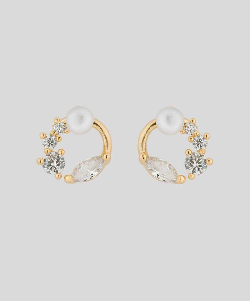 パール×ビジューラインピアス[B]
