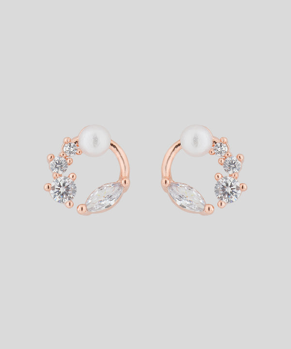 パール×ビジューラインピアス[B]