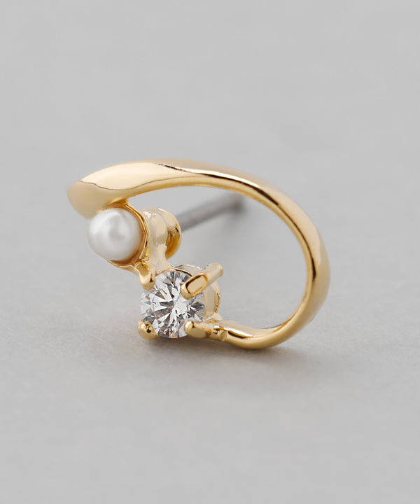 パール×ビジューラインピアス[D]