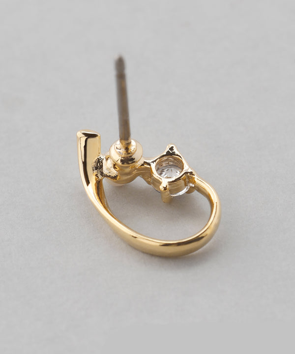 パール×ビジューラインピアス[D]