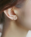 パール×ビジューラインピアス[D]