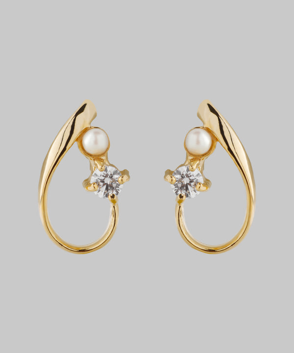 パール×ビジューラインピアス[D]