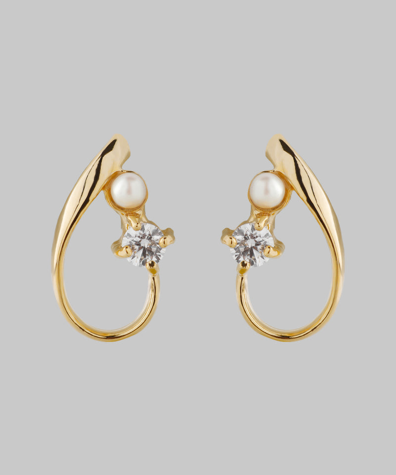 パール×ビジューラインピアス[D]