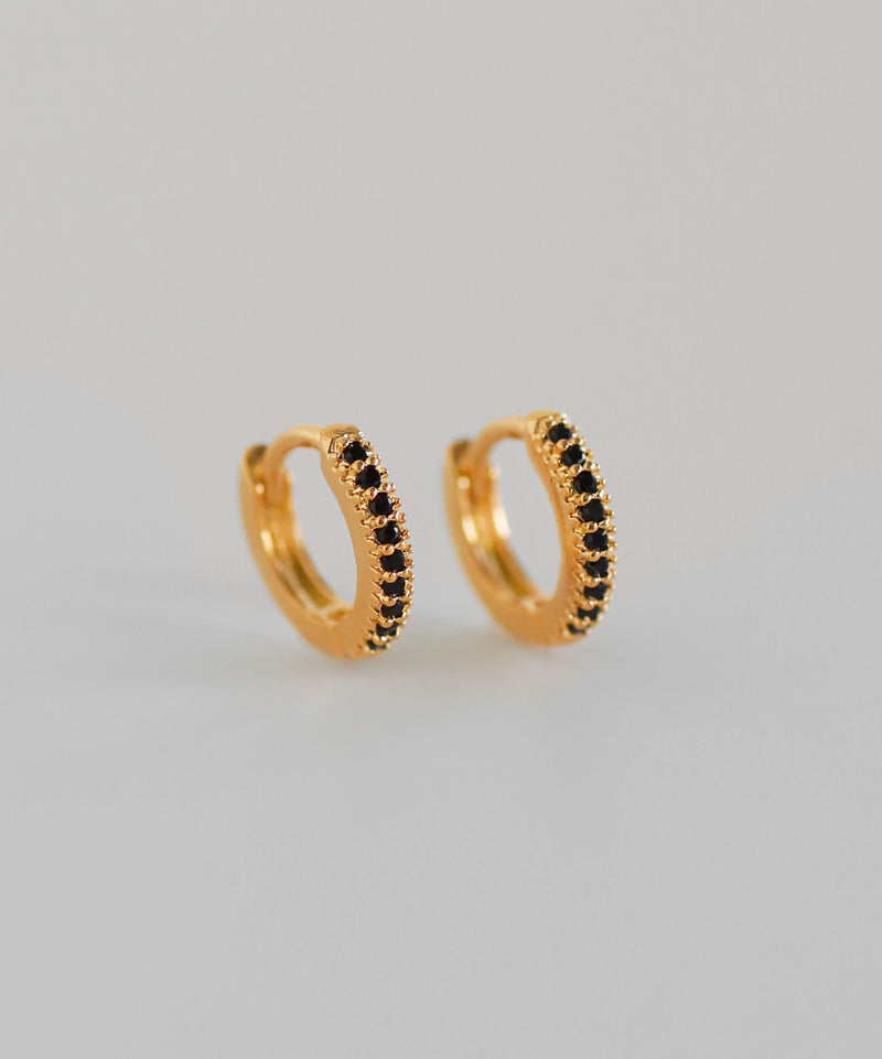 ブラックビジューフープピアス[Sheerchic]