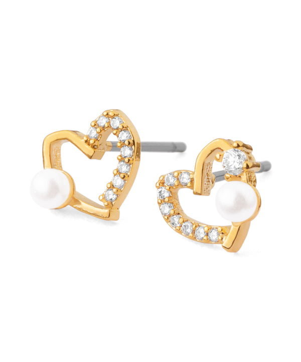 パール×ビジューハートピアス